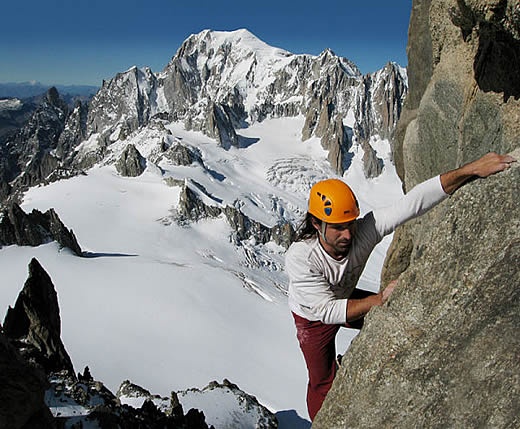 Alexander Huber free soloing the 250m South Face (5.10d) of Dent du Geant, Mont Blanc (4013m), Franc ...