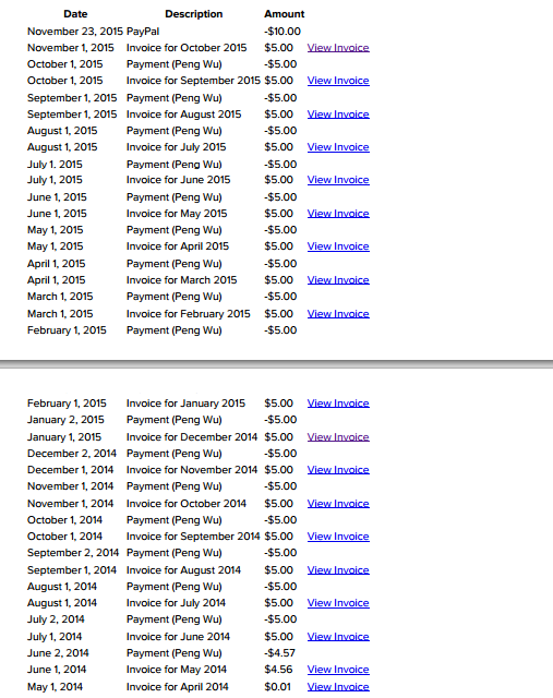 Billing History